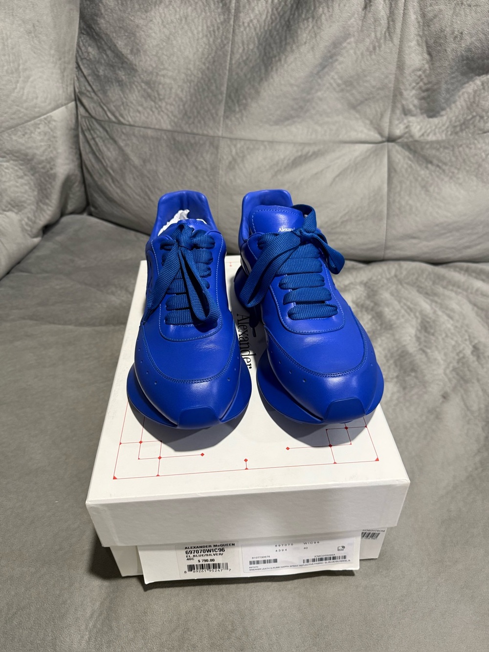 Alexander McQueen Bold Electric Blue Platform Sneakers